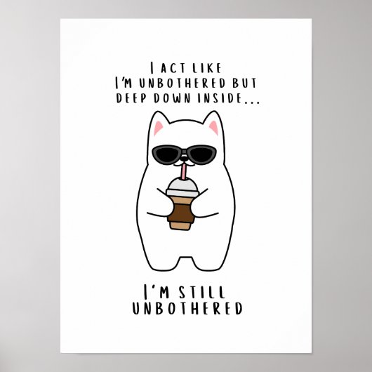 Ungestörte Katze mit Brille trinken Kaffee Poster (Vorne)
