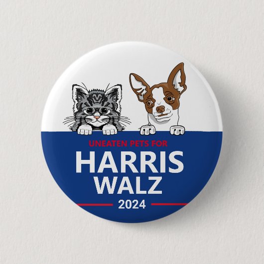 Ungeteilte Haustiere für Harris Walz Button (Vorderseite)