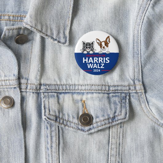 Ungeteilte Haustiere für Harris Walz Button (Beispiel)