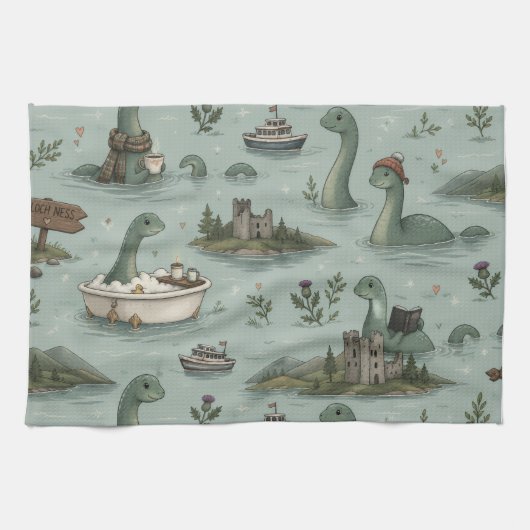 Ungetüm von Loch Ness  Geschirrtuch (Horizontal)