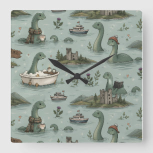 Ungetüm von Loch Ness Quadratische Wanduhr