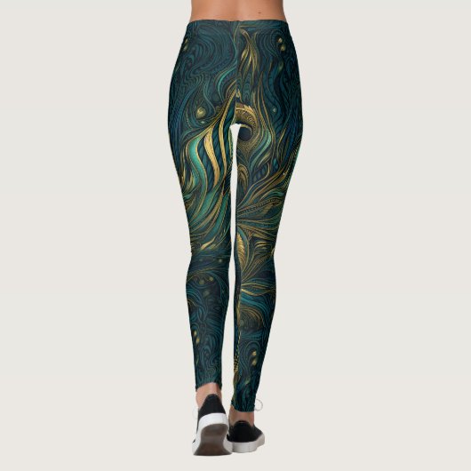 Ungewöhnlich + Einzigartiges, detailliertes Pfauen Leggings (Rückseite)
