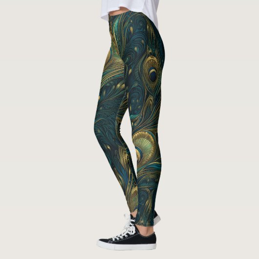 Ungewöhnlich + Einzigartiges, detailliertes Pfauen Leggings (Links)