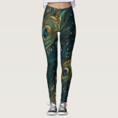 Ungewöhnlich + Einzigartiges, detailliertes Pfauen Leggings (Vorderseite)