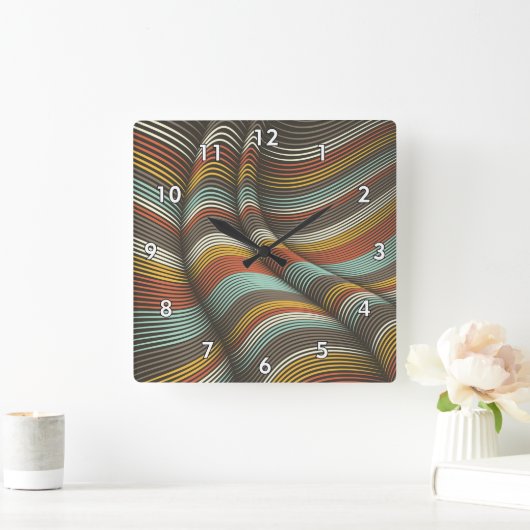 Ungewöhnlich geschwungene Flex Lines Quadratische Wanduhr (Zuhause)