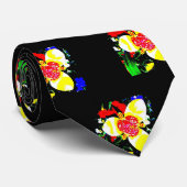 ungewöhnlich schwarz mit gelber und roter Blume Krawatte (Gerollt)