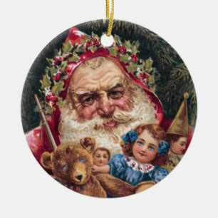 Ungewöhnlich warme viktorianische Santa-Ornament Keramik Ornament