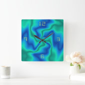Ungewöhnliche blaugrüne Wirbel-> künstlerische Wal Quadratische Wanduhr (Zuhause)