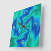 Ungewöhnliche blaugrüne Wirbel-> künstlerische Wal Quadratische Wanduhr (Winkel)