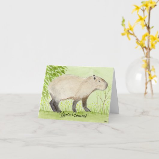 Ungewöhnliche Capybara Card Karte (Gelbe Blume)