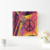 Ungewöhnliche Flaggen-psychedelische Hippy Quadratische Wanduhr (Zuhause)