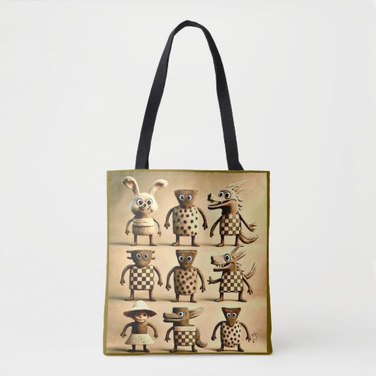 Ungewöhnliche Freunde – Checker & Dots Creature Fa Tasche (Vorderseite)