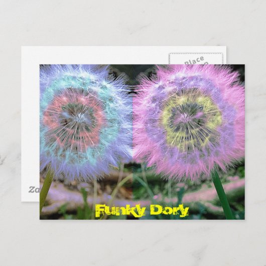 Ungewöhnliche Funky Blue/Lilac Blume Pop Art Postkarte (Vorne/Hinten)