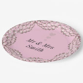 Ungewöhnliche hübsche personalisierte Hochzeitsfei Pappteller (Schrägansicht)