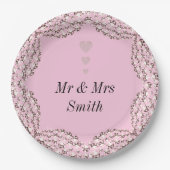 Ungewöhnliche hübsche personalisierte Hochzeitsfei Pappteller (Vorderseite)