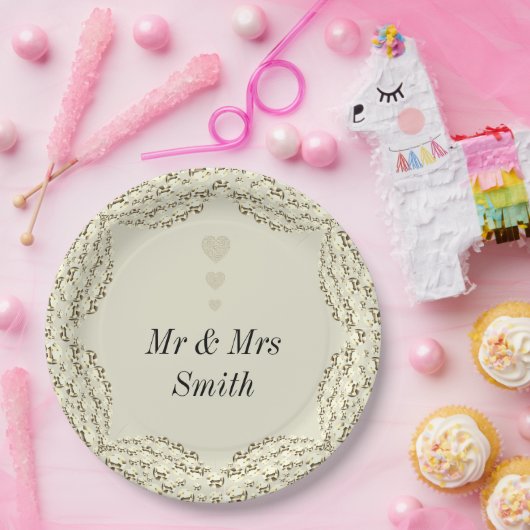Ungewöhnliche hübsche personalisierte Hochzeitsfei Pappteller (Party)
