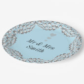 Ungewöhnliche hübsche personalisierte Hochzeitsfei Pappteller (Schrägansicht)