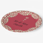 Ungewöhnliche hübsche personalisierte Hochzeitsfei Pappteller (Schrägansicht)