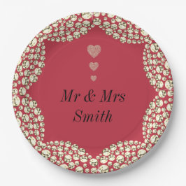 Ungewöhnliche hübsche personalisierte Hochzeitsfei Pappteller