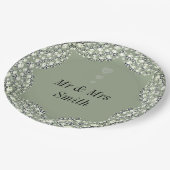 Ungewöhnliche hübsche personalisierte Hochzeitsfei Pappteller (Schrägansicht)