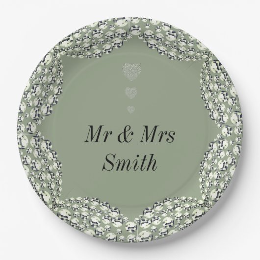 Ungewöhnliche hübsche personalisierte Hochzeitsfei Pappteller (Vorderseite)