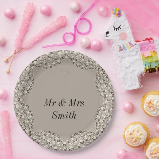 Ungewöhnliche hübsche personalisierte Hochzeitsfei Pappteller (Party)