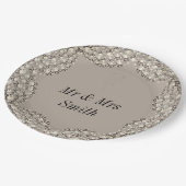 Ungewöhnliche hübsche personalisierte Hochzeitsfei Pappteller (Schrägansicht)