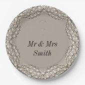 Ungewöhnliche hübsche personalisierte Hochzeitsfei Pappteller (Vorderseite)