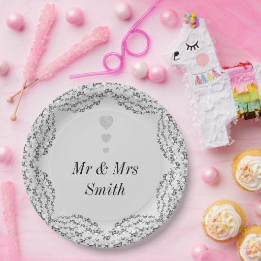 Ungewöhnliche hübsche personalisierte Hochzeitsfei Pappteller (Party)