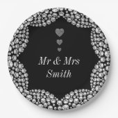 Ungewöhnliche hübsche personalisierte Hochzeitsfei Pappteller (Vorderseite)