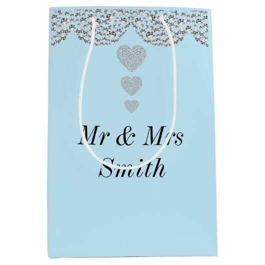 Ungewöhnliche hübsche personalisierte Hochzeitsges Mittlere Geschenktüte (Vorderseite)