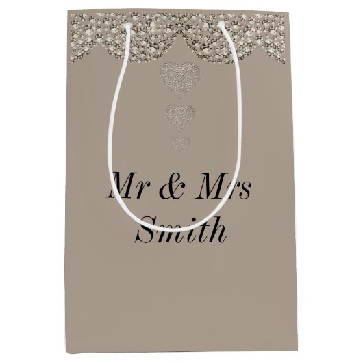 Ungewöhnliche hübsche personalisierte Hochzeitsges Mittlere Geschenktüte (Vorderseite)