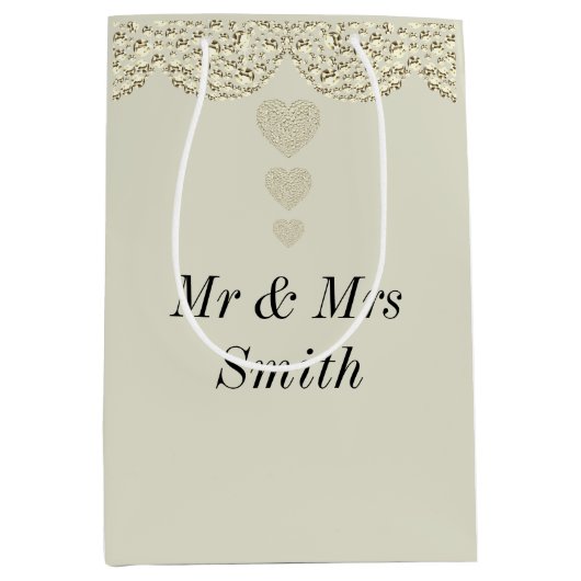 Ungewöhnliche hübsche personalisierte Hochzeitsges Mittlere Geschenktüte (Vorderseite)