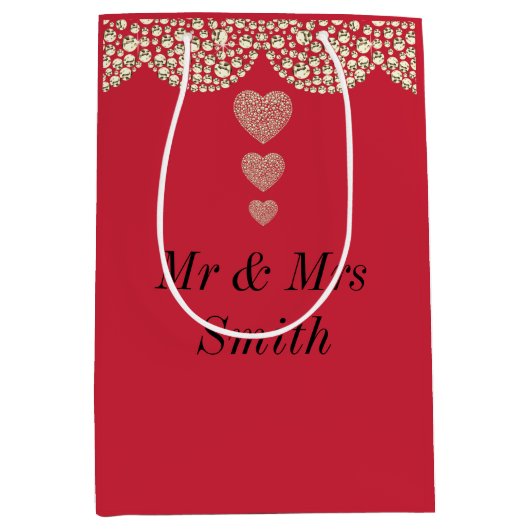 Ungewöhnliche hübsche personalisierte Hochzeitsges Mittlere Geschenktüte (Vorderseite)