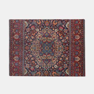 Ungewöhnliche Persien Rug Blue Red Daisy Fußmatte