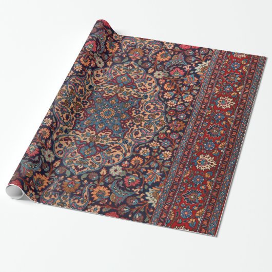 Ungewöhnliche Persien Rug Blue Red Daisy Geschenkpapier (Ungerollt)