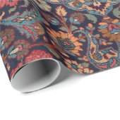 Ungewöhnliche Persien Rug Blue Red Daisy Geschenkpapier (Rolleneckpunkt)