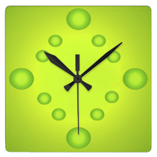Ungewöhnliche Pop-Kunst-Limones Sonne-Uhr-Grün 4 Quadratische Wanduhr