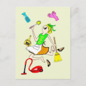 Ungewöhnliche Putzfrau. Postkarte (Vorderseite)