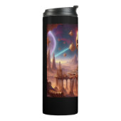 Ungewöhnliche Raumstruktur auf einem trostlosen Pl Thermosbecher (Nach links gedreht)