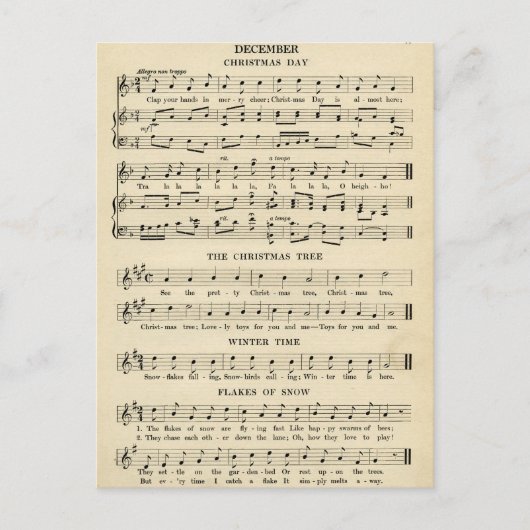 Ungewöhnliche Weihnachtslieder von Vintage Feiertagspostkarte (Vorderseite)