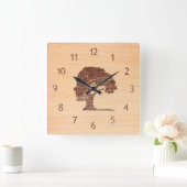 Ungewöhnliche zeitgenössische dekorative Holzbaum Quadratische Wanduhr (Zuhause)