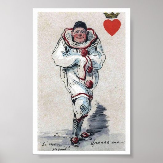 Ungewöhnlicher Clown King of Hearts Playing Card I Poster (Vorne)