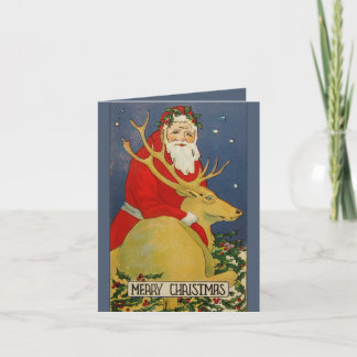 Ungewöhnlicher Deko santa Hirsche Weihnachtskarte Feiertagskarte