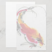 Ungewöhnlicher Hahn. Kalligraphie und Watercolor. Briefpapier (Vorne/Hinten)