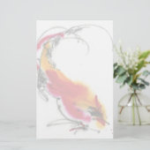 Ungewöhnlicher Hahn. Kalligraphie und Watercolor. Briefpapier (Stehend Vorderseite)