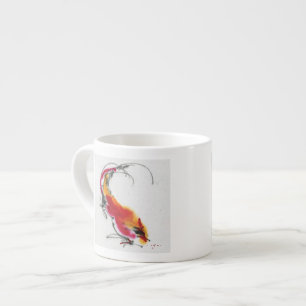 Ungewöhnlicher Hahn. Kalligraphie und Watercolor. Espressotasse