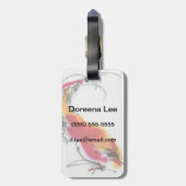 Ungewöhnlicher Hahn. Kalligraphie und Watercolor. Gepäckanhänger (Rückseite vertikal)