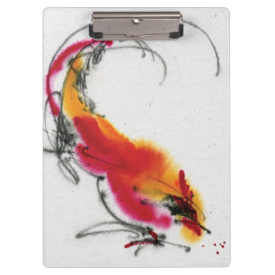 Ungewöhnlicher Hahn. Kalligraphie und Watercolor. Klemmbrett