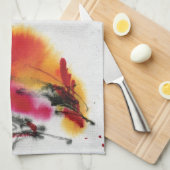 Ungewöhnlicher Hahn. Kalligraphie und Watercolor. Küchentuch (Viertel Falte)